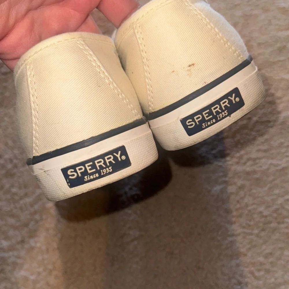 Sperry Off-White Canvas Shoes with Tan Laces - Picture 6 of 7